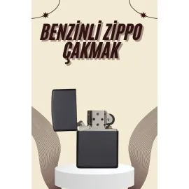 Çakmak Parlak Siyah Zippo Benzinli Çakmak Cep Boy Doldurulabilir