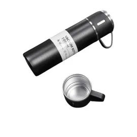 Termos Seti 3'lü Bardak Seti Isı Dayanıklı Siyah Paslanmaz Çelik Vakumlu