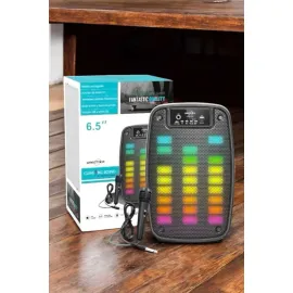 Kablosuz Bluetooth Hoparlör Taşınabilir 6.5 inç LED Işık Kareoke