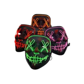 Led Işıklı Neon Maske Cadılar Bayramı Maskesi Korkunç Korku Maskesi