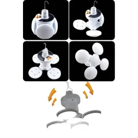 Katlanabilir Askılı Kamp Lambası 5 Kanatlı Pratik Güneş Enerjili