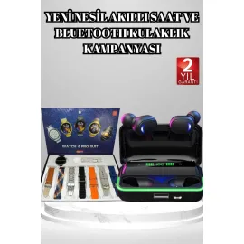 Powerbank Bluetooth Kulaklık Ve Akıllı Saat 7 Kordonlu Metal Kordon Plastik Kordon