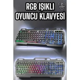 Led Işıklı Oyuncu Klavye Usb Girişli Rgb Işıklı Q Klavye Mouse Hediyeli