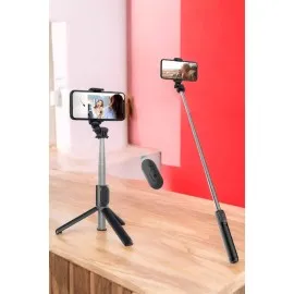 Kumandalı Tripod Telefon Tutucu Selfie Çubuğu 360 Derece Dönebilen
