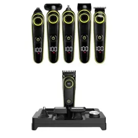 5 Başlıklı Şarjlı Tıraş Makinesi Led Ekran Saç Sakal Ense Tıraşına Uygun Bakım Seti