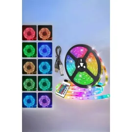 Yeni Nesil RGB Işıklı 10Metre Şerit Led Kumandalı Şarj Edilebilir
