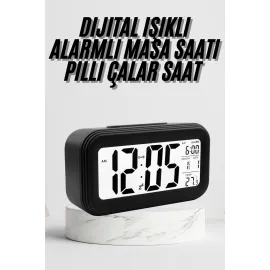 Dijital Masa Saati Termometre Takvim Led Ekran Pilli Ev Ofis Masası