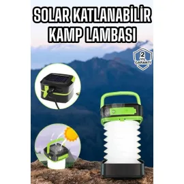 Güneş Enerjili Led Lamba Kamp Lambası Katlanabilir Lamba USB Şarjlı