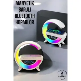 Bluetooth Hoparlör 15W Kablosuz Hızlı Şarj LED Gece Lambası
