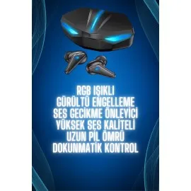 Bluetooth Kulaklık Oyuncu Kulaklığı Rgb Işıklı Oyunlarda Düşük Gecikme