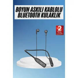 Boyun Bantlı Kablolu Yüksek Ses Kaliteli Bluetooth Kulaklık Uzun Pil Ömrü