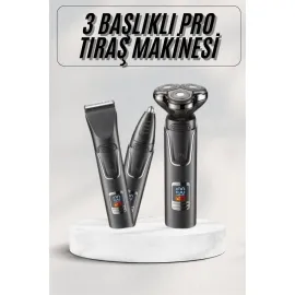 Yüksek Performanslı 3 Başlıklı Profesyonel Şarjlı Islak ve Kuru Kullanıma Uygun