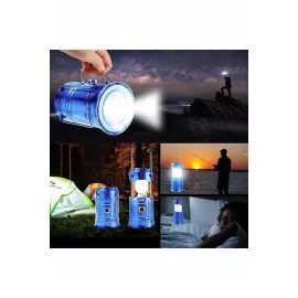 Solar Şarjlı Kamp Lambası Güneş Enerjili Kızaklı Kamp Feneri Çadır Feneri Led Işıldak