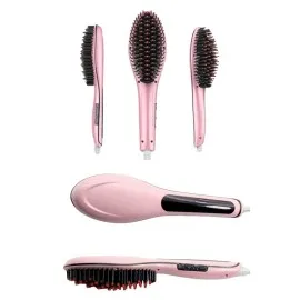 Elektrikli Saç Düzleştirici Tarak Saç Düzleştirici Fırça Sıkı Dişli Pembe