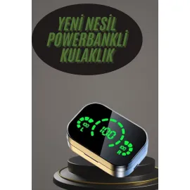 Kablosuz Bluetooth Kulaklık Çift Telefon Destekli Powerbankli Dijital Göstergeli