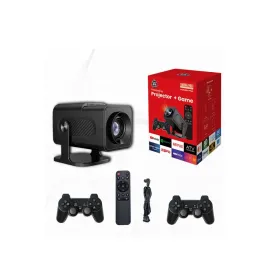 Android Projeksiyon Siyah Taşınabilir Sinema Projektörü 4k 1080p Ev Sineması Bluetooth