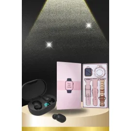 Nabız Ölçer Hediye Bileklikli Akıllı Saat Ve Dijital Göstergeli Bluetooth Kulaklık Çoklu Şarj Girişi