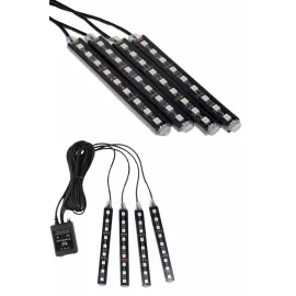 Araç İçi Ayak Altı 12'li Şerit Led Işık Uzaktan Kumandalı RGB Işıklı Ses ve Müziğe Duyarlı