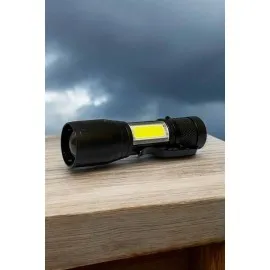 Şarjlı Metal Zoomlu El Feneri Işıldak Led Işık Taşınabilir El Lambası