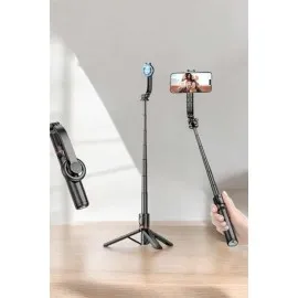Kumandalı Tripod Telefon Tutucu Selfie Çubuğu 360 Derece Dönebilen