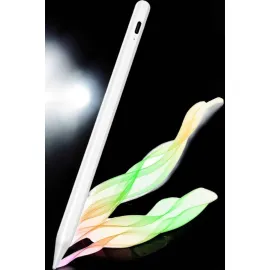 Dokunmatik Kalem Beyaz Şarjlı Yedek Uçlu Android ve İOS Uyumlu