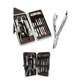 12 Parça Paslanmaz Çelik Kompakt ve Taşınabilir Manikür Makası Tırnak Makası