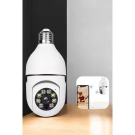 Ampul Görünümlü Güvenlik Kamerası Duylu Wifi Kamerası Dönebilen