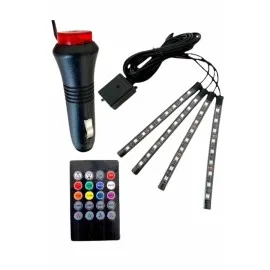 Araç Içi Aydınlatma Kumandalı 12 Led Ayak Altı Led Ambiyans Işığı Sese Duyarlı Kumandalı