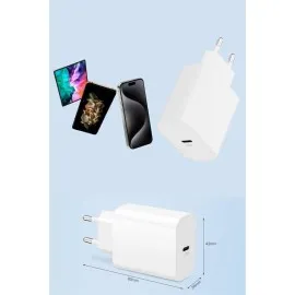 15/pro/pro Max 25W İos Uyumlu Hızlı Şarj Aleti Adaptörlü Beyaz