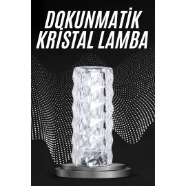 Kristal Lamba Masa Lambası Şarjlı Masa Lambası Dokunmatik Sensör Usb Şarjlı