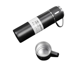 Termos Seti 3'lü Bardak Seti Isı Dayanıklı Siyah Paslanmaz Çelik Vakumlu