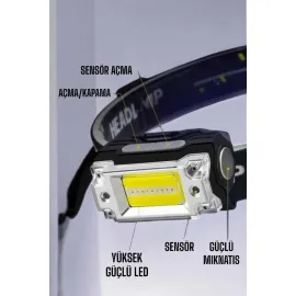 Kafa Lambası Kamp Feneri Balıkçı Feneri Başlıklı Suya Dayanıklı