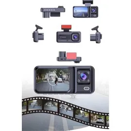 1080P 3 Lensli Wifi Araç İçi Kameralı Ekran Dvr Kaydedici Gece Görüşlü