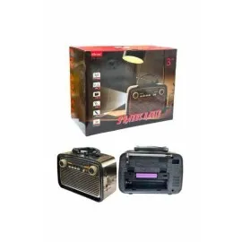 Nostalji Radyo Bluetooth Hoparlör Usb-Sd Kart Giriş Led Fener Işıklı Bataryalı Pilli