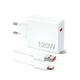 120W Şarj Aleti Hızlı Çift Turbo Şarj Aleti Seti Beyaz