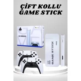 4K HD Görüntü Kaliteli Retro Game Stick 20000 Oyunlu Çift Kollu Beyaz Game Stick
