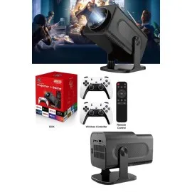 4K Android Smart Wi-Fi Çift Kollu Projeksiyon Game Box Kumandalı Taşınabilir