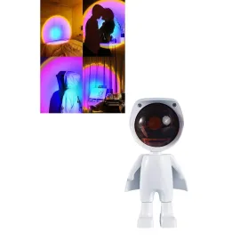 Astronot Işık Projektörü Gökkuşağı Projeksiyon Gece Lambası Hediyelik