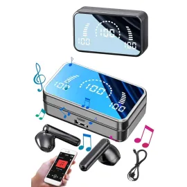 Yeni Nesil Kablosuz Kulaklık Aynalı Powerbank Özellikli Bluetooth Bağlantılı Dijital Göstergeli