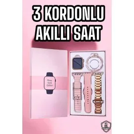 Akıllı Saat Amoled Ekran 3 Kordonlu Aksesuar Hediyeli Sesli Görüşme