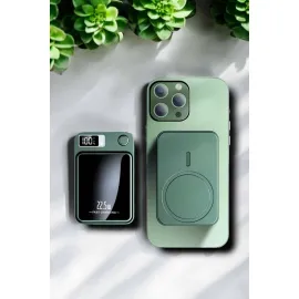 22.5W Magsafe Kablosuz Şarjlı Powerbank Dijital Ekran ve Hızlı Şarj