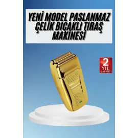 Sakal Kesme Tıraş Makinesi Paslanmaz Çelik Gold Şarjlı