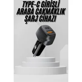 Araç İçi Şarj Cihazı 38W Güç Kapasiteli Type-C Girişli Araba Çakmaklık