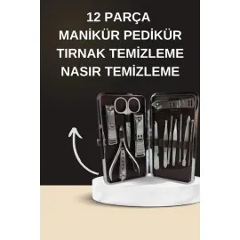 Elektrikli Manikür Pedikür Seti İkili Set 12 Parça Tırnak Bakımı Törpü Protez Çıkarma