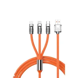 3 İn 1 Süper Hızlı Şarj Kablosu Android Ve İos Uyumlu Silikon Şarj Kablosu