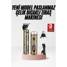 Profesyonel Saç Sakal Vücut Kulak ve Burun Tıraş Makinesi 3 Başlıklı