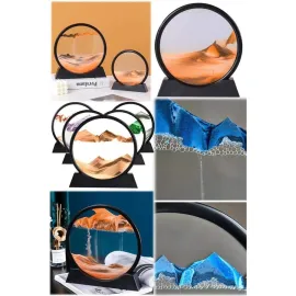 7 Inç Mavi Orta Boy Dekoratif Yuvarlak Şık Kum Tablosu Modern Dekoratif Süs