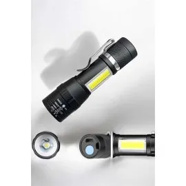 El Feneri Led Usb Şarjlı Zoom Mini Led Işık Acil Durum Feneri