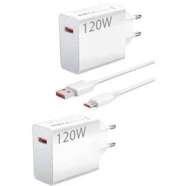 120 Watt Turbo Hızlı Şarj Aleti Seti Hızlı Şarj Adaptörü Beyaz