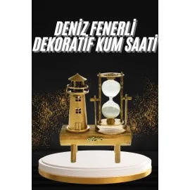 Hediyelik Eşya Retro Deniz Fenerli Kum Saati Ahşap Görünümlü Dekoratif Eşya
